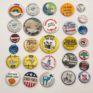 Group of 100 Various Causes and Boycott Buttons