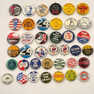 110 Vintage Anti Vietnam War Peace Buttons