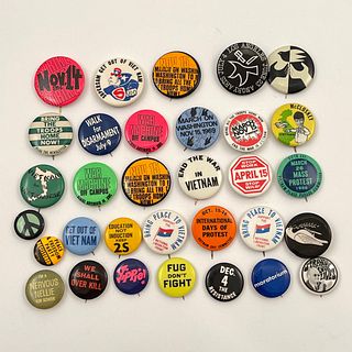 Vintage 55 Peace Anti-Vietnam Buttons Ephemera