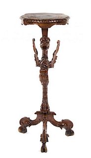 * A Renaissance Revival Carved Figural Pedestal, Height 42 inches.