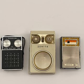 3 Vintage Transistor Radios Lafayette Zenith 500