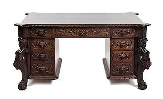 * An American Mahogany Partner's Desk, R.J. HORNER, Height 30 1/4 x width 59 x depth 39 inches.