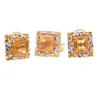 Citrine, Diamond, 14k Yellow Gold Jewelry Suite