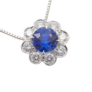 Sapphire, Diamond, 18k White Gold Necklace