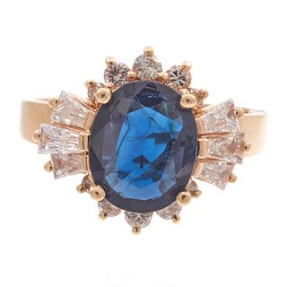Sapphire, Diamond, 14k Yellow Gold Ring