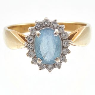 Aquamarine, Diamond, 18k Ring, Spark