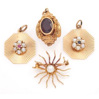 Collection of Colored Stone, Pearl, Gold Jewelry Items