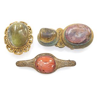 Collection of  Chinese Hardstone, Gilt Jewelry