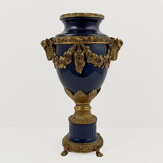 Sevres style Gilt Bronze Mounted Porcelain Vase