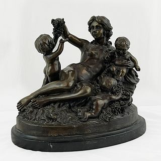 Bronze Group of Bacchante and Putto