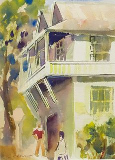 C. Bowman, Watercolor with House