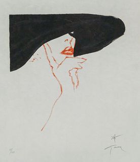 Rene Gruau, "Femme au Chapeau Noir"