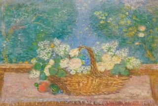 Leon Hartl, Still Life with Basket of Flowers