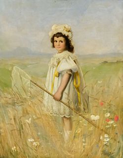 Thomas Currie Bell, Little Girl With Butterfly Net