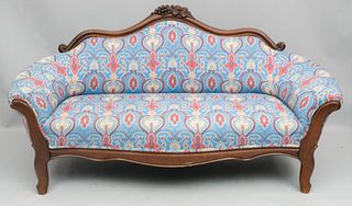 Victorian Carved Walnut & Upholstered Couch