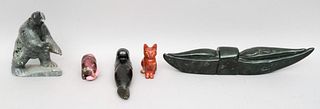 Group of Inuit or Eskimo Stone Art Carvings