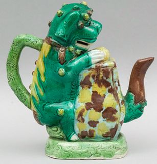 Antique Chinese Sancai Foo Dog Cadogan Teapot