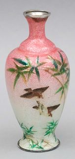 Silver Mount Artist Signed Cloisonne Cabinet Vase