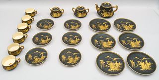 Antique Black & Gold Satsuma Tea Set