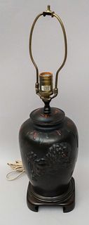 Japanese Bronze Vase Meiji Vasiform Lamp