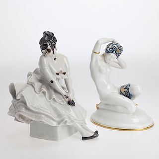 (2) German Art Deco porcelain figurals