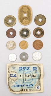 Lot of Antique Japanese Coins & Currency