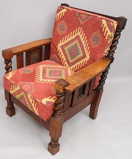 Oak Carved Mission Style Armchair