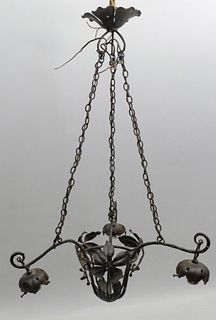 Art Nouveau Naturalistic Metal Holly Hanging Fixture