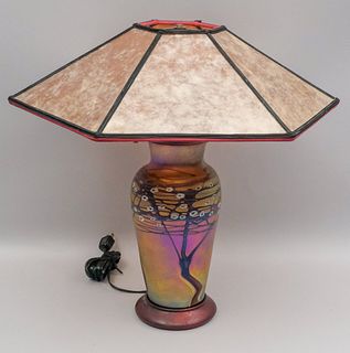 Zellique Art Glass Lamp with Mica Shade