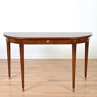 French Art Deco brass mounted mahogany console