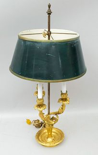 19th Century French Dore Bronze Candelabra Tole Lamp