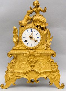 French Figural Gilt Metal Clock