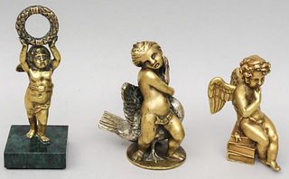 Lot 3 Bronze Angel Figurines or Statuettes