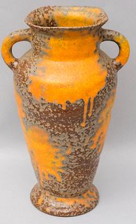 Large Royal Haeger Atomic Orange Lava Glaze Vase