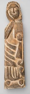 Carved Wood Figural Icon of Apostle Holding Book