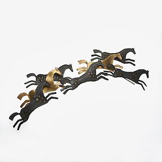 Curtis Jere style mixed metal wall hanging