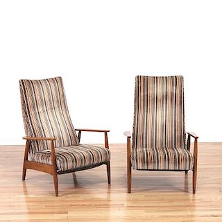 Pair early Milo Baughman reclining lounge chairs