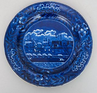 Blue Historical Staffordshire Lafayette Plate