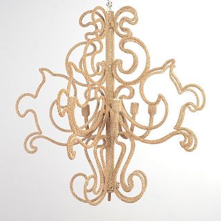 Contemporary decorator wood beaded chandelier