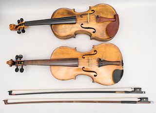 2 Violins in Cases with Bows