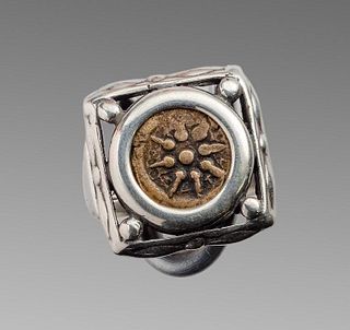 Ancient Widows Mites coin set in Silver ring c.1st century BC.