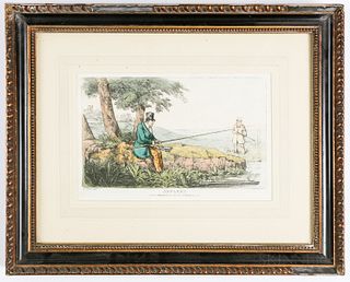 Pair of Hand-colored Sporting Etchings: Fly Fishing and Anglers