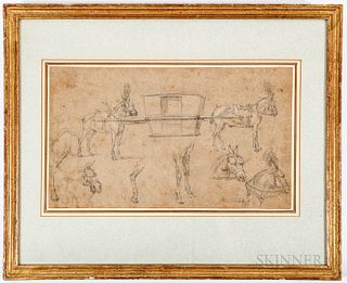 Continental School, 19th Century Study of Horses and Carriage