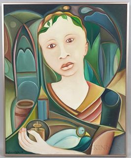 Alphonse Fritzner (Haitian, 1938-2006) Girl with a Bird