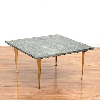 Gio Ponti style marble and brass coffee table