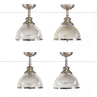 (4) French Industrial style Holophane chandeliers