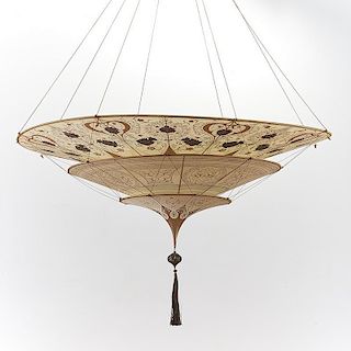 Fortuny "Scherazade" three tiered silk chandelier