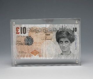 BANKSY (Bristol, England, 1975).
"Difaced tenner (10 pound note)".2004.
Offset lithography.