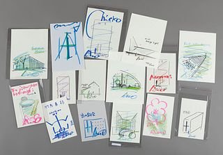 TADAO ANDO (Osaka, 1941).
Untitled, 2015.
Set of 15 mixed media drawings on paper.