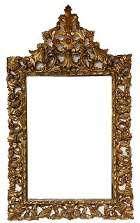 17th Century Italian Carved wood Mirror. 